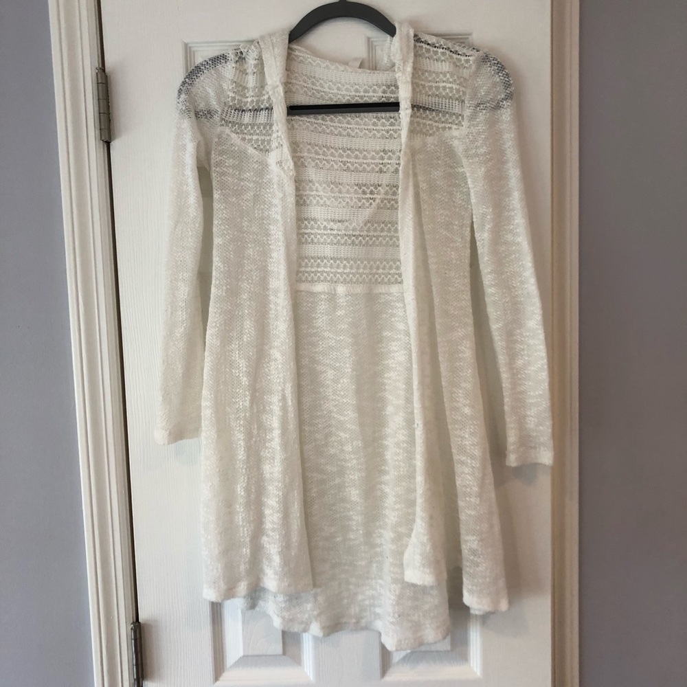 Long white cardigan